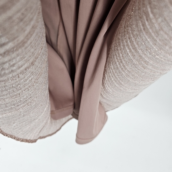 Adrianna Papell Pleated metallic vneck Gown Women size 8 Blush Pink maxi Formal - Picture 13 of 15